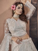 Off White Premium Net Lehenga Choli